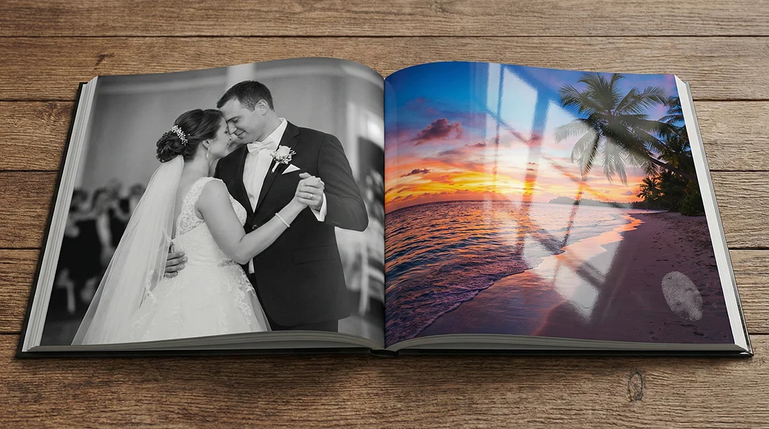 Álbum de boda con paisajes hermosos de mate o brillo