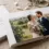 Álbum de fotos de boda artesanal Anupix abierto en apertura plana a 180°
